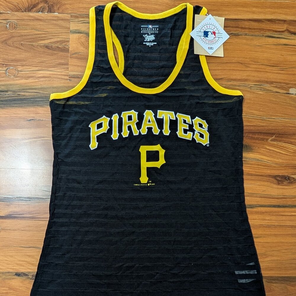 NWT Pittsburgh Pirates Campus Lifestyle Women's Black Tank Top - Various Sizes